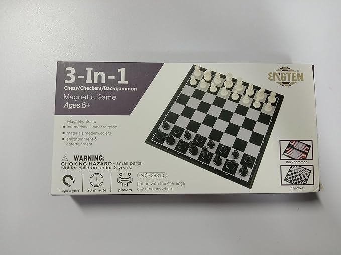 Andux Foldable Magnetic Three-in-one Board Game Set, Chess,Backgammon,Checkers CXYXQ-02 (M)