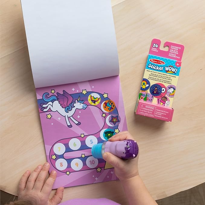 Melissa & Doug Sticker Wow!™ Purple Unicorn Bundle: 24-Page Activity Pad, Stamper, 500 Stickers, Arts and Crafts Fidget Toy Collectible Character