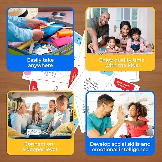 700 Family Conversation Cards, Fun Conversation Starters for Families, Play Dinner Table Games, Family Talking Cards, Color-Coded Across 6 Topics, Take Anywhere