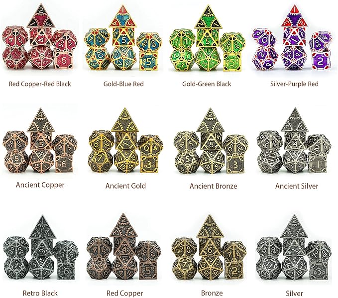 UDIXI Metal Dice Set 7 Die Polyhedral Dice Set DND Dice for Dungeons and Dragons Role Playing Game and Other Board Game (Ancient Bronze)