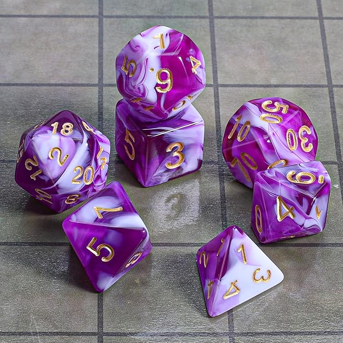 CiaraQ DND Polyhedral Dice Set with a Black Dice Bag for D&D RPG MTG Role Playing Table Games