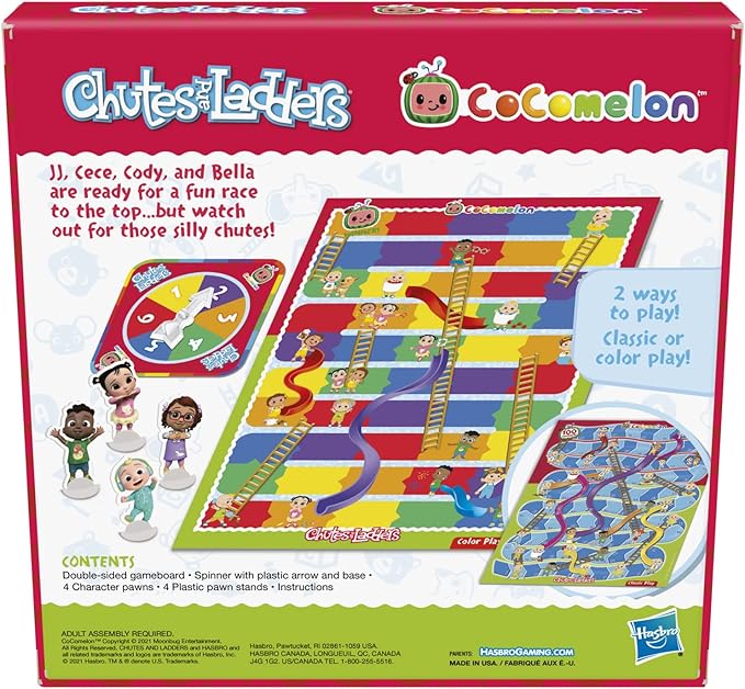 Hasbro Gaming Chutes and Ladders: CoComelon Edition Board Game for Kids | 2-4 Players | Preschool Back to School Gifts | Ages 3+ (Amazon Exclusive)