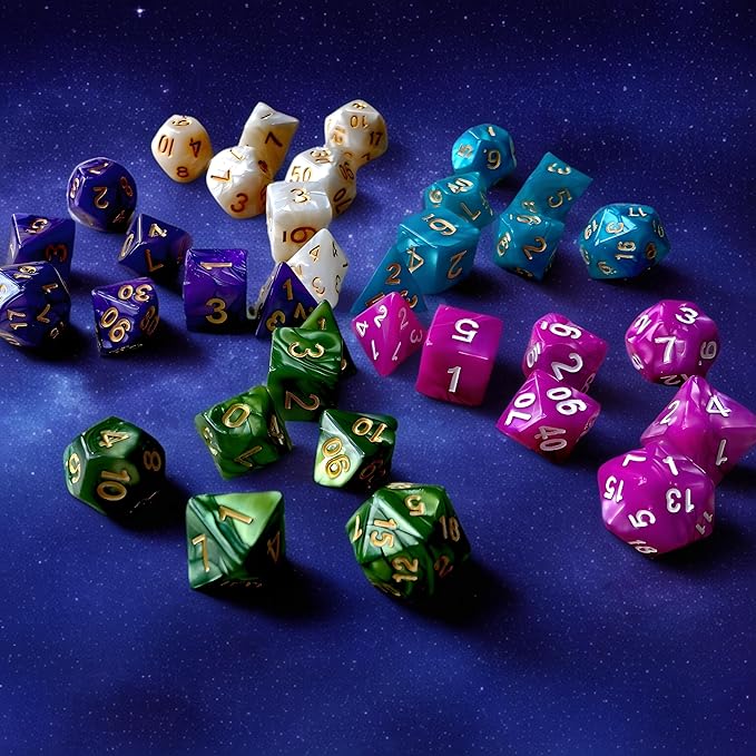 DND Dice Set - 5 * 7-Die Polyhedral Dice Sets for Dungeons and Dragons D&D DND RPG MTG Table Board Roll Playing Games D4 D6 D8 D10 D% D12 D20