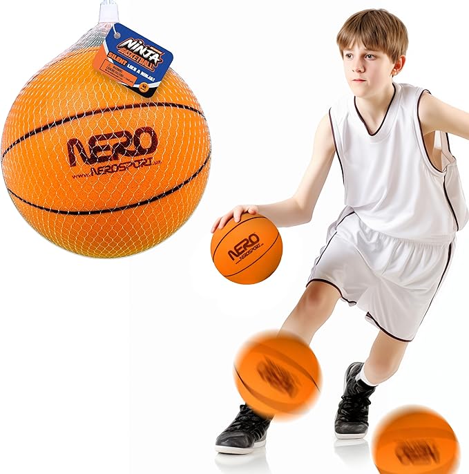 Ninja Silent Basketball- Soft Foam Indoor Basketball Size 3 (7 inches) | Soundless for Quiet Dribbling and Indoor Training (Ball in Bag)