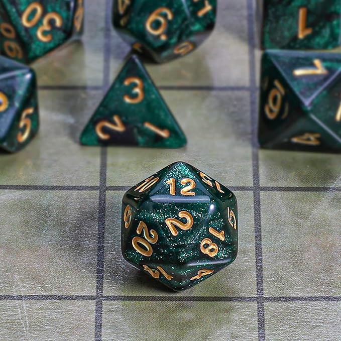 CiaraQ DND Polyhedral Dice Set with a Black Dice Bag for D&D RPG MTG Role Playing Table Games