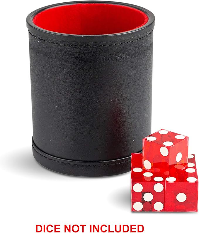 Leather Dice Cup for Board Games, Red Felt Lining
