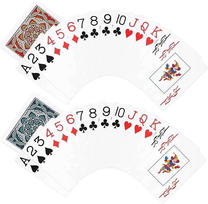 Waterproof Playing Cards,Plastic Playing Cards,Deck of Cards 2 Pack,Large Print Playing Card for Adults Seniors,Poker Cards Game Suitable for Party Pool Beach Travel(Lake Blue/Red)