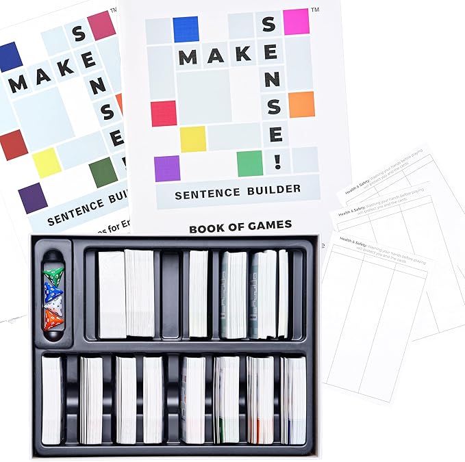 Fun, Effective 5 Game Boxed Set for Syntax Teaching - Ages 12 to Adult - Use Skill and Chance to Collaborate or Compete to Make 10k+ Unpredictable Sentences. Adjust to All Levels and Time Slots