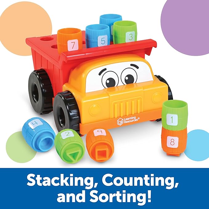 Learning Resources Tony the Peg Stacker Dump Truck - 10 Pieces, Ages 18+ months Fine Motor Skills Toy for Toddlers, Preschool Toys