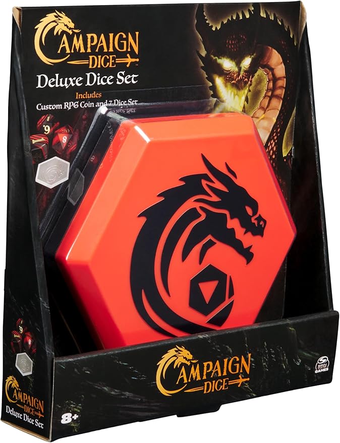 Spin Master Games, Campaign Dice, Premium Dice to Go, Set of Polyhedron Dice for RPG & Board Games, Storage Case, DND Dungeons and Dragons, MTG Magic The Gathering, for Ages 8 & Up