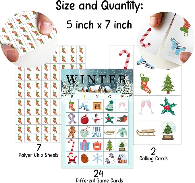 Christmas Bingo Party Games with 24 Players, Birthday Party Games Card, Family Activities Bingo Cards for Women Men Family Birthday Party Supplies, Party Favors Gifts for Friends - FS170
