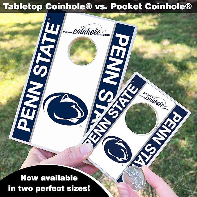 Tabletop Cornhole Game Set | Officially Licensed College Mini Football Cornhole Board Game | Includes Coins