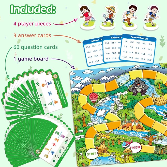 Forest Fraction Board Game|Math Games for Kids|Fraction Play Games - Gr. 3-4|Educational Learning Board Games for Boys and Girls|Classroom Travel Indoor Outdoor Family Games