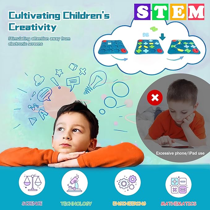 STEM Board Games Smart Logical Road Builder Brain Teasers Puzzle, Montessori Preschool Travel Toy Board Car Games for Kids Ages 4-8
