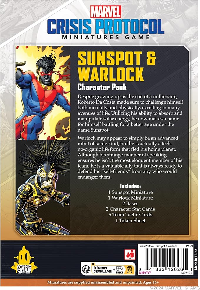 Marvel: Crisis Protocol Sunspot & Warlock Character Pack - Tabletop Superhero Game, Strategy Game for Kids & Adults, Ages 14+, 2 Players, 90 Min Playtime, Made