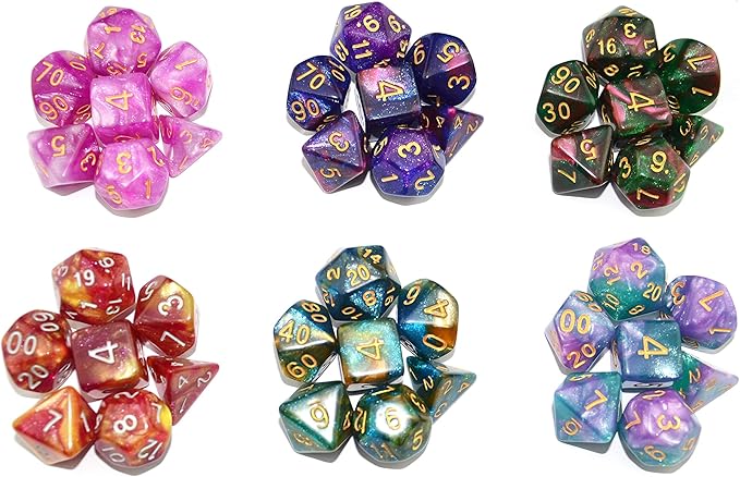 SmartDealsPro 77pcs Polyhedral Dice Sets with Pouches for DND RPG MTG Dungeon and Dragons Table Board Roll Playing Games D4 D8 D10 D12 D20