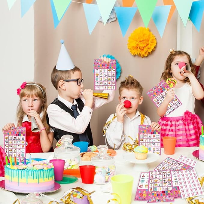 Birthday Bingo Game for Boys Girls Adults, 24 Players Birthday Bingo Cards Birthday Party Supplies Fun Birthday Party Bingo Game for School Classroom Family Birthday Holiday Party Activities