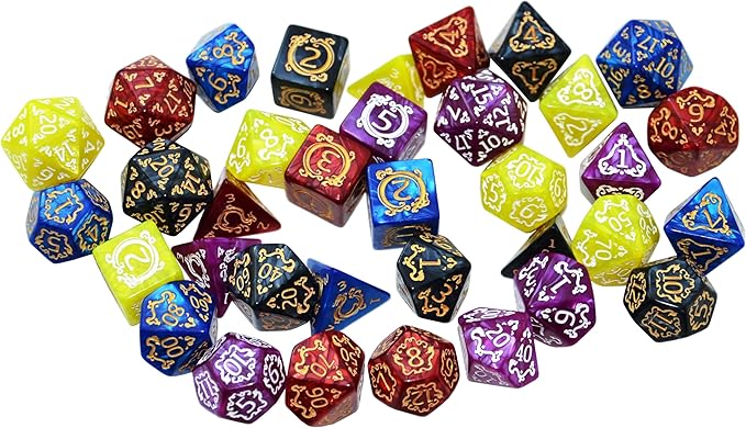 SmartDealsPro Retro Polyhedral Dice Sets with Pouches for D&D DND RPG MTG Dungeon and Dragons Table Board Roll Playing Games D4 D6 D8 D10 D% D12 D20