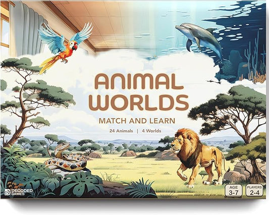 Animal Worlds - The Matching Game for Toddlers Ages 3-5 - Memory Game for 3 Year Olds, Family and Toddler Board Games for Kids