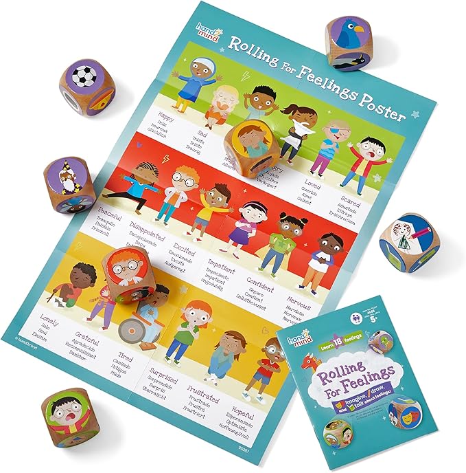 hand2mind Rolling for Feelings Dice Game, Therapy Games, Play Therapy Toys, Social Emotional Learning, Emotional Regulation for Kids, Social Skills Activities for Kids, School Counselor Supplies