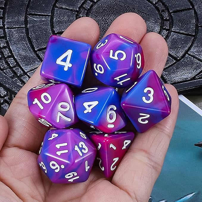 CiaraQ DND Polyhedral Dice Set for Dungeons and Dragons RPG MTG Role Playing Table Games-with 1 Dice Pouch (Blue+Purple+Red)