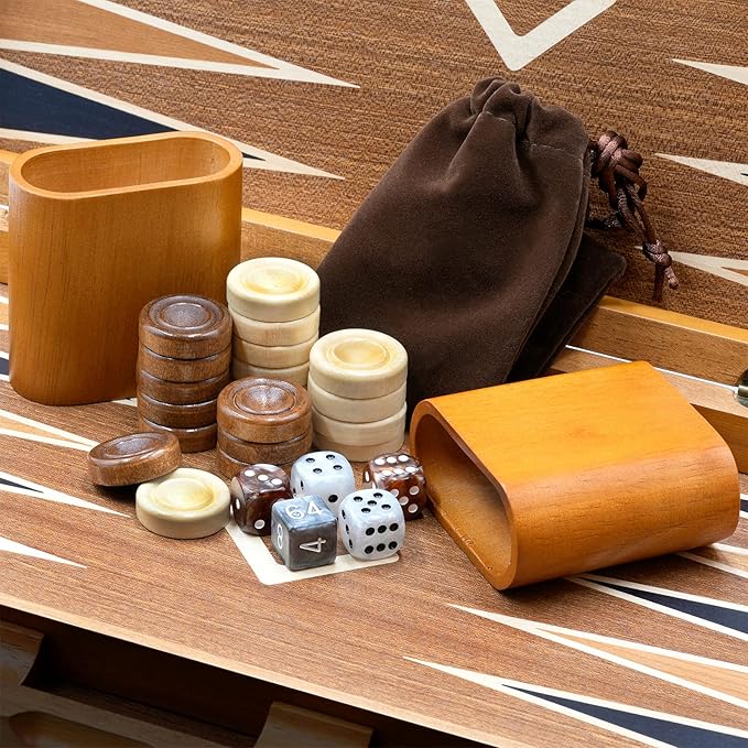 Woodronic 17" Wooden Backgammon Set, Folding Classic Board Game, Best Strategy Game and Smart Game of Tactic for Kids and Adults