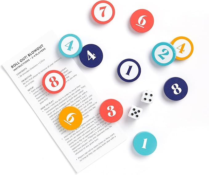 Galison Wexler Studios Roll Out! Blowout – Fun Dice and Checker Game for Adults and Kids Perfect for Travel and Family Game Night, 2-4 Players