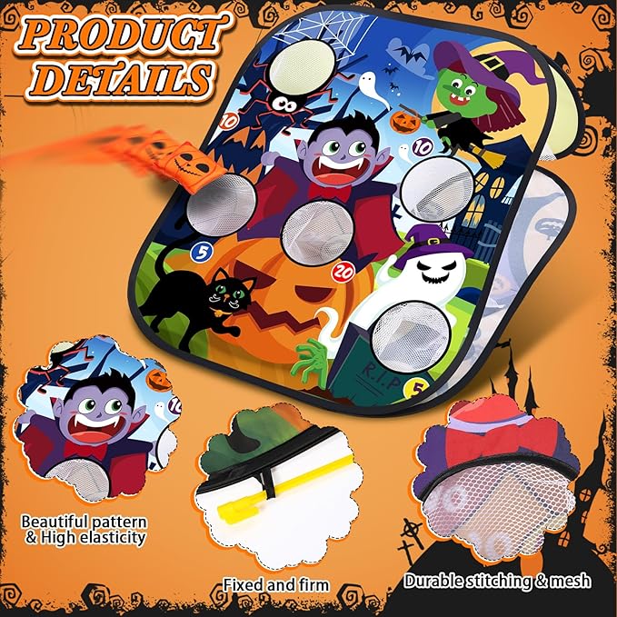 Blosssound Halloween Bean Bag Toss Games Set Double-Sided Foldable Dart Board with Sticky Balls Halloween Party Games for Family Party Outdoor Indoor Activities