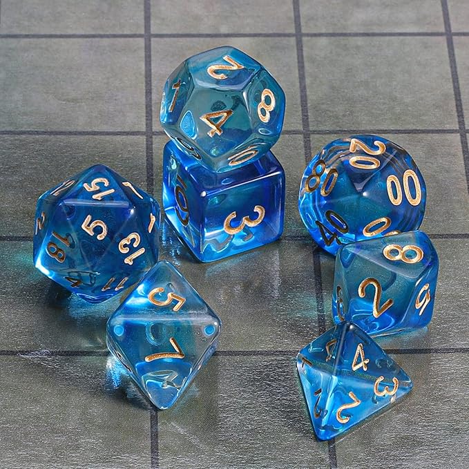 CiaraQ DND Polyhedral Dice Set with a Black Dice Bag for D&D RPG MTG Role Playing Table Games