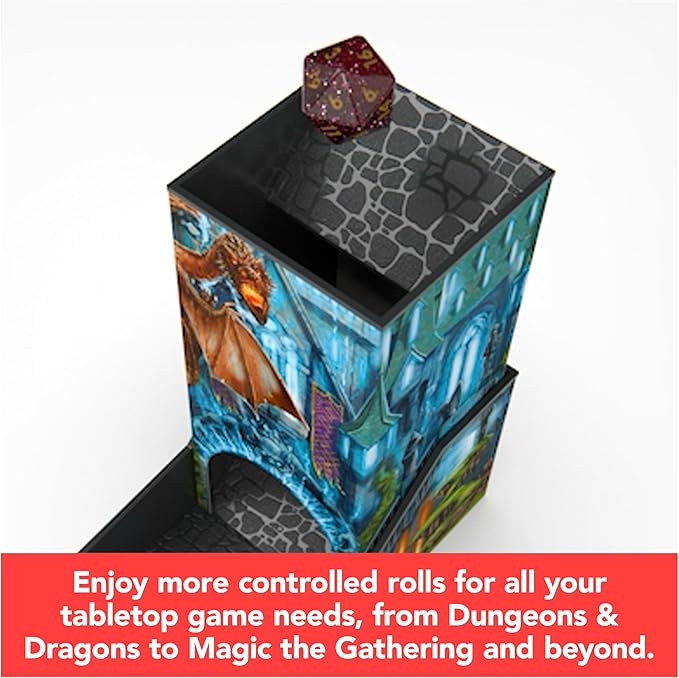 Campaign Dice Tower, Portable 7 Polyhedral Dice Role-Playing Board Games DND Dungeons Dragons MTG Magic The Gathering, for Adults & Kids Ages 8 and up