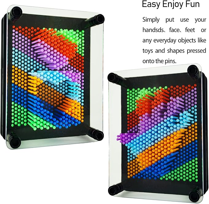 3D Pin Art Sensory Toy Size 5x3.7 Inches Needles Pin Impression Toy Intellectual Fun Rainbow Toys, Rainbow