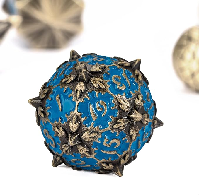 UDIXI Dragon Metal Dice Set D&D, 7-die Polyhedral Dice Set with Unique Shape for DND Dungeons and Dragons Role Playing Games(Bronze with Blue Number)