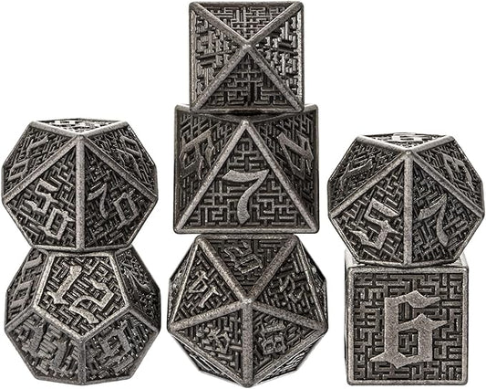 UDIXI Metal Dice DND Dice Set 7PCS Maze Carved D&D Polyhedral Dice for Dungeons and Dragons Role Playing Games and Other Tabletop Dice Games