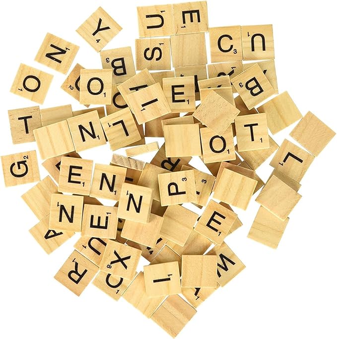 Sunnyglade 200PCS Wood Letter Tiles/Wooden Scrabble Tiles A-Z Capital Letters for Crafts, Pendants, Spelling (200PCS)
