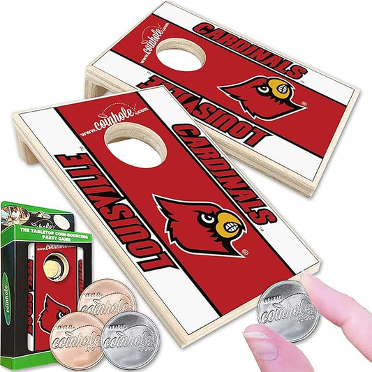 Tabletop Cornhole Game Set | Officially Licensed College Mini Football Cornhole Board Game | Includes Coins
