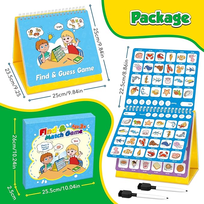 Torlam Identify & Match Game, Learn Professions, Food, Transportation, Wild and Sea Animals, 50 States, Educational Board Games Family Travel Party Camping Road Trip Car Activities for Kids 4-8 Adults