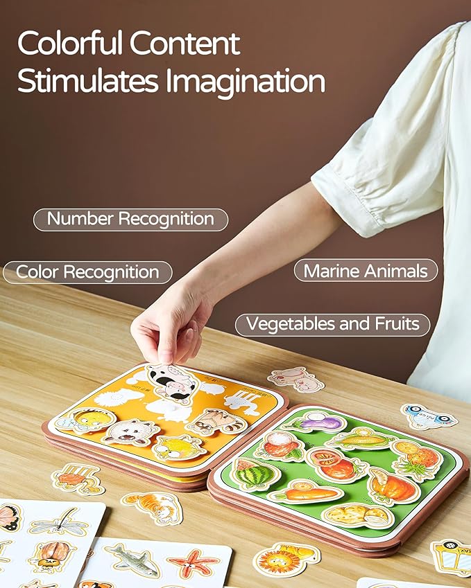 2-in-1 Busy Board Montessori Toys for Toddlers, Reusable Water Painting Books, Busy Book Sensory Toys Birthday Gifts Ages 1-4 Year Old, Kids Learning Educational Toy Travel Activities