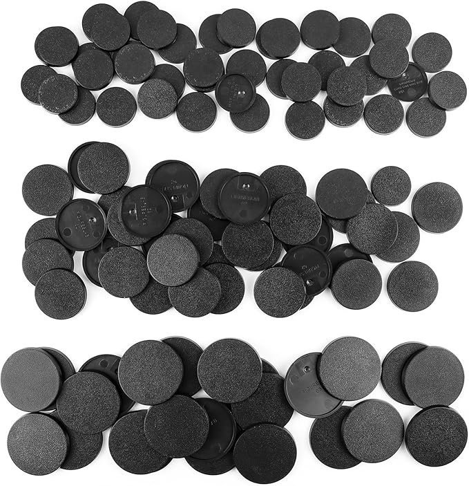 100PCS Miniature Bases+120PCS Adhesive, 25mm 32mm 40mm Mix Black Round Plastic Model Bases for Gaming Miniatures Collectible War Table Game or Wargames Board Game