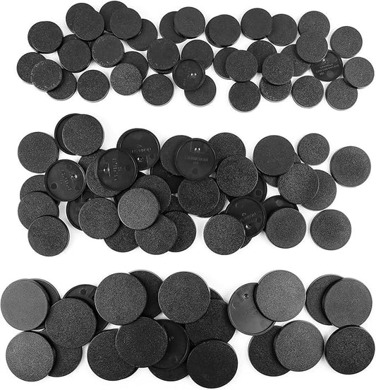 100PCS Miniature Bases+120PCS Adhesive, 25mm 32mm 40mm Mix Black Round Plastic Model Bases for Gaming Miniatures Collectible War Table Game or Wargames Board Game