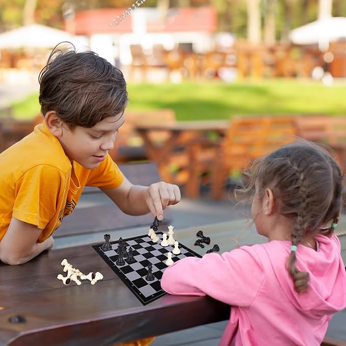 Gamie Magnetic Travel Chess Game, Foldable Portable Chess Board Game for Kids, Entertaining Road Trip Toys, Travel Games, and Desktop Toys for Adults
