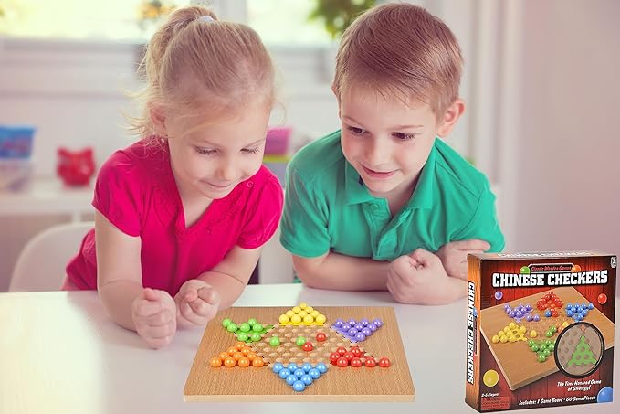 The Dreidel Company Classic Wooden Board Games, Great for Prizes, 10" (10" Wooden Chinese Checkers)