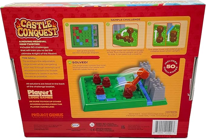 Player 1: Castle Conquest - Single Player Logic Game, 50 Challenges & Puzzles, Difficulty Levels Range from Easy to Difficult, Project Genius, Ages 8+