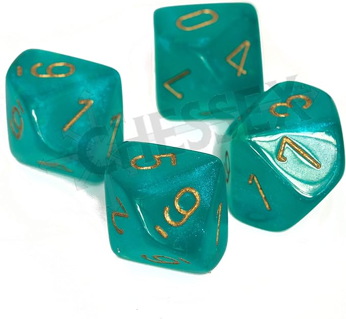 Borealis Teal/Gold Luminary Set of Ten d10s (27385)