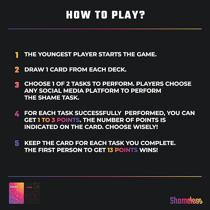 Shameless Party Card Game - Fun Social Dares for Adults & Teens - Perfect for Birthday, Bachelorette & Family Parties