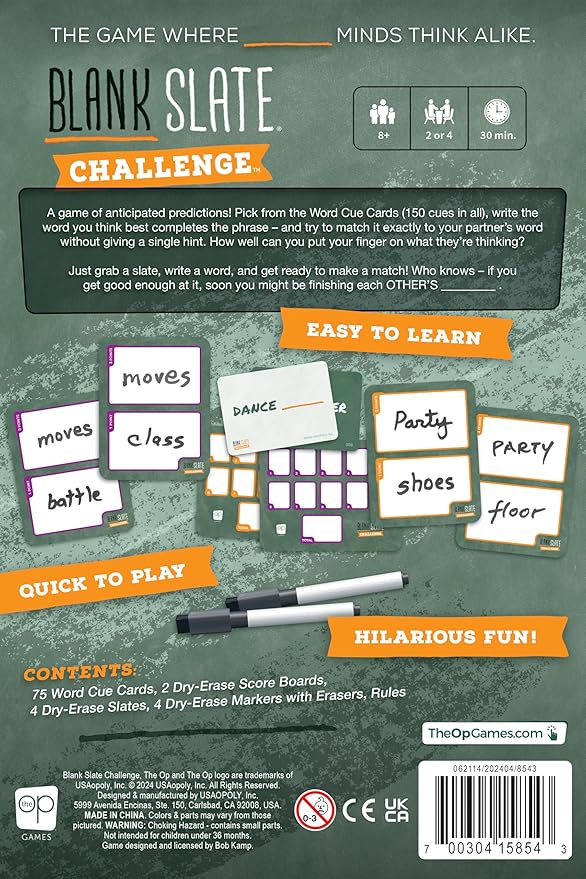 USAOPOLY Blank Slate Challenge| Fun Family Friendly Board Game | Party Board Game | 2 or 4 Players | Ages 8+ | 20 Minutes