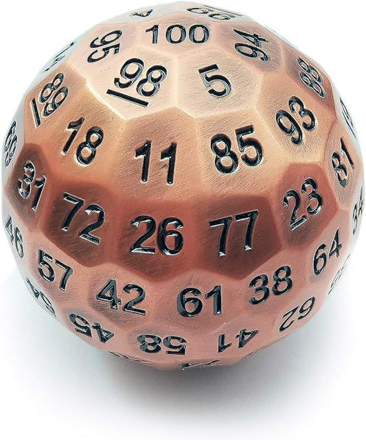 Bescon Solid Metal 100 Sided Dice, Game Dice D100, Giant Polyhedral Metal 100 Sides Dice 50MM in Diameter (1.97in), Ancient Copper