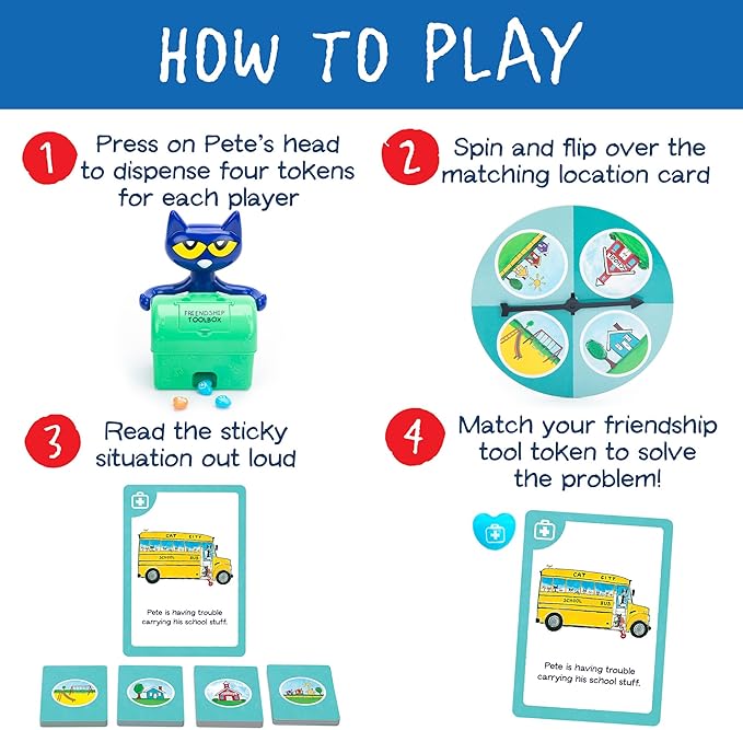 Educational Insights Pete The Cat® Groovy Friendship Game - Board Games for Kids, SEL Games for Kids, Gift for Ages 4+
