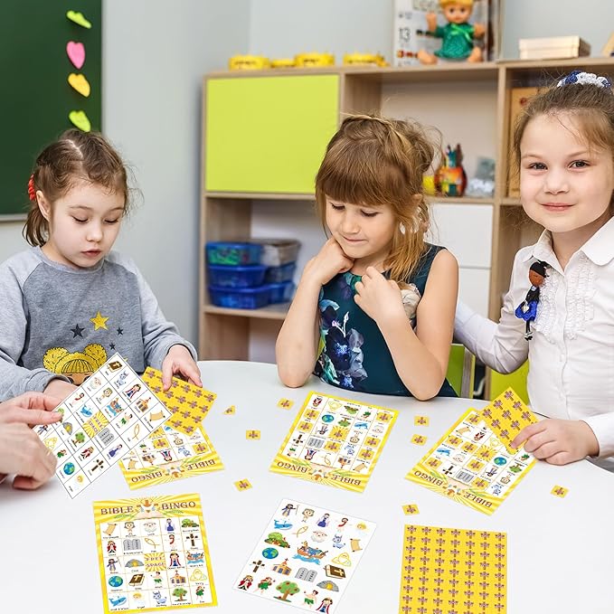 30 Players Bible Bingo Game for Vacation Bible School Christian Sunday Church Game Bible Activities Easter Gift Family Open Day Supplies