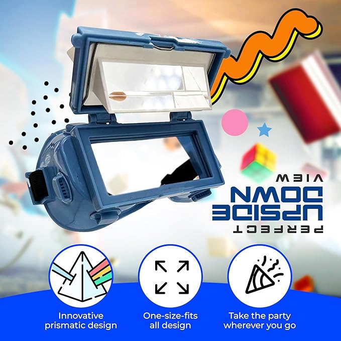 Inversion Goggles - The Ultimate 180 Degrees Prism Goggles for Entertainment, Parties, Funny Upside Down Family Games - Eye Match Challenge, See Things Upside Down, Blue, One Size Fits All