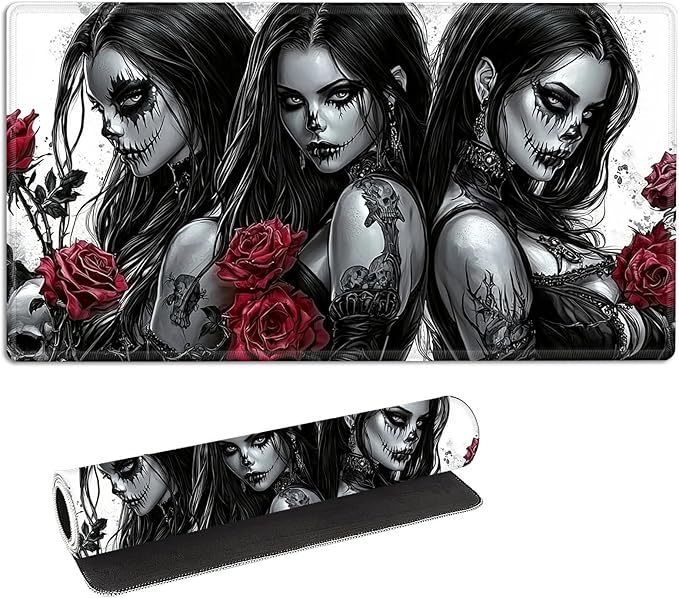 for MTG Playmat with Storage Bag, for TCG Playmat and Playing Card Mat for Magic Board Games, Non-Slip Gothic Women Desk Mat, Stitched Edges Game Mat, Rollable & Foldable Card Playmat